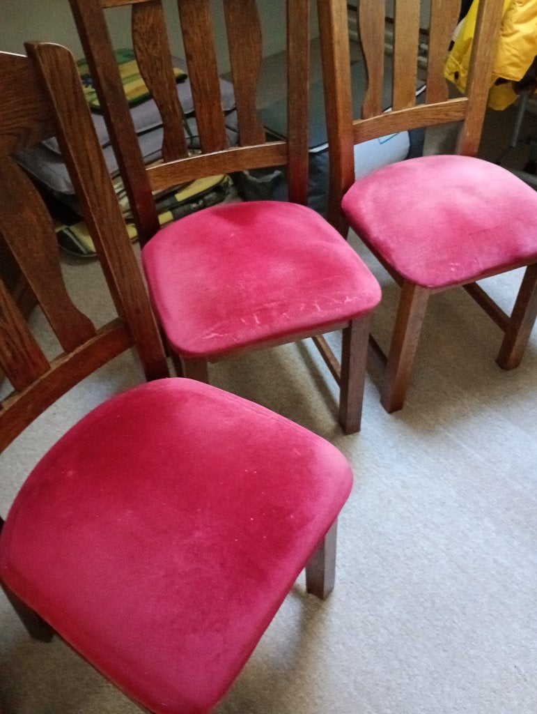 gratis 3 eetkamer stoelen, Huis en Inrichting, Ophalen, Gebruikt, Eiken, Hout