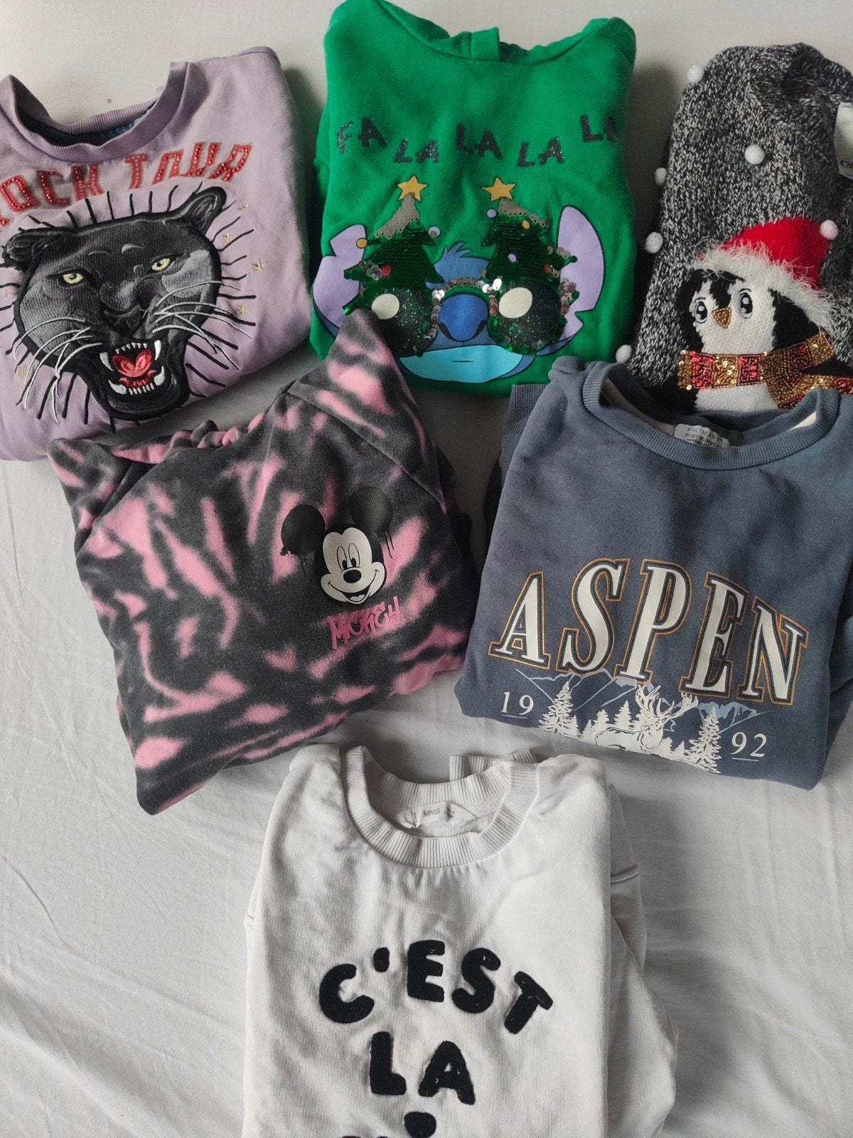 Pakket meisjes truien maat 134 C&A Mango Disney, Gebruikt, Meisje, Ophalen of Verzenden, Setje