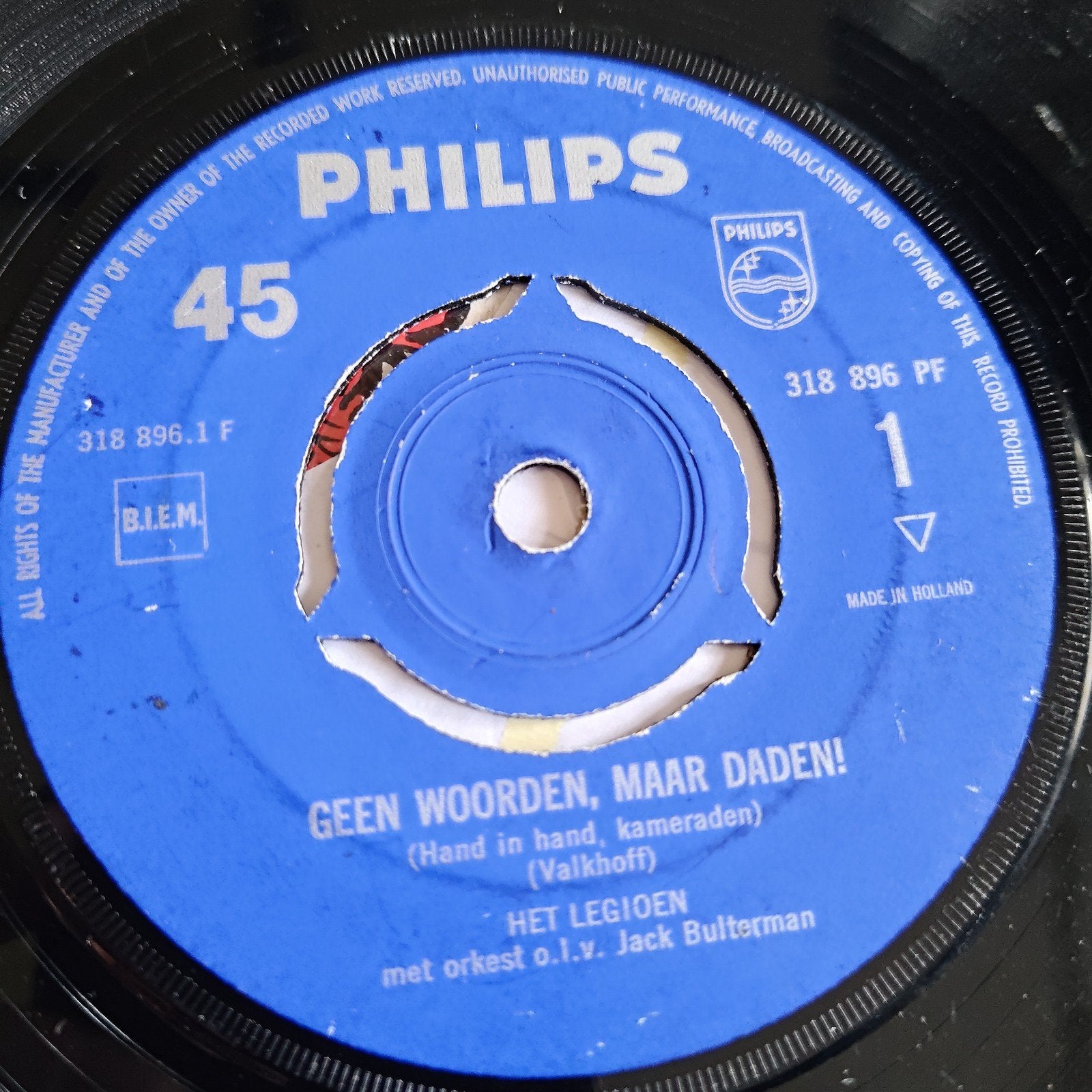 Feyenoord Legioen - Geen Woorden, Maar Daden! (Philips 45), Gebruikt, 7 inch, Ophalen of Verzenden, EP