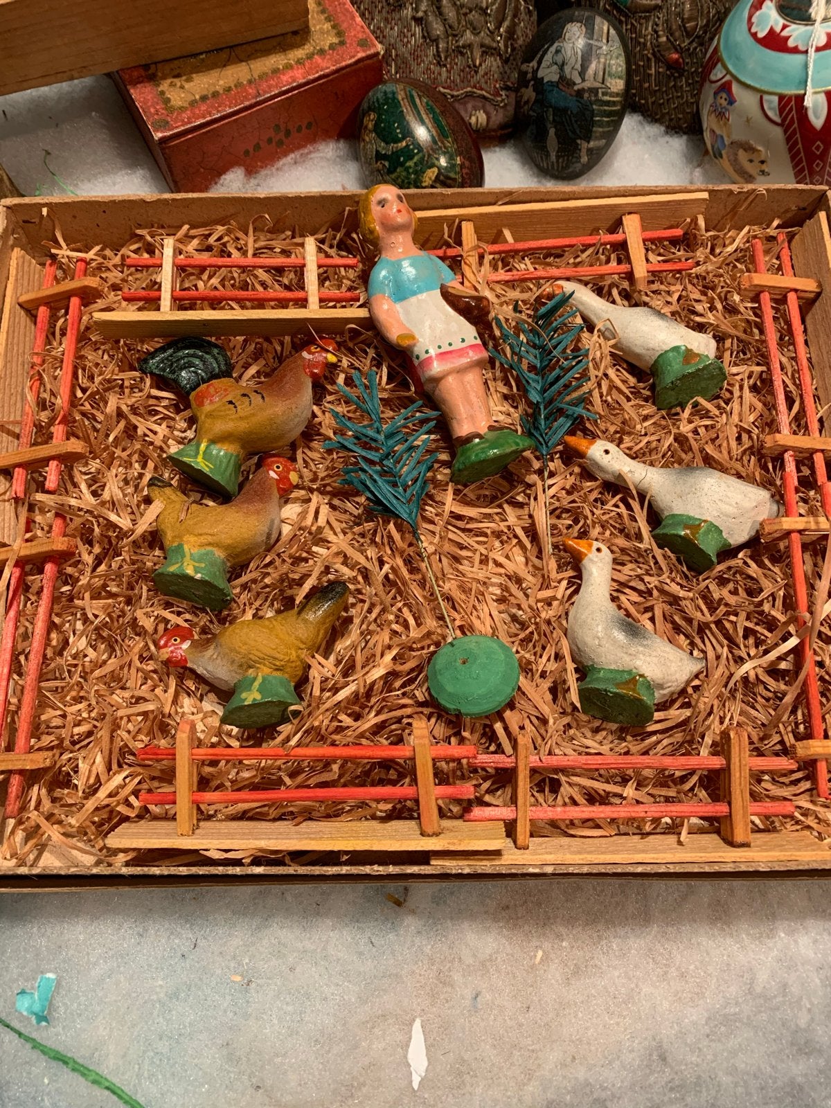 Zeer oude boerderij dieren set - Vintage speelgoed, Ophalen of Verzenden
