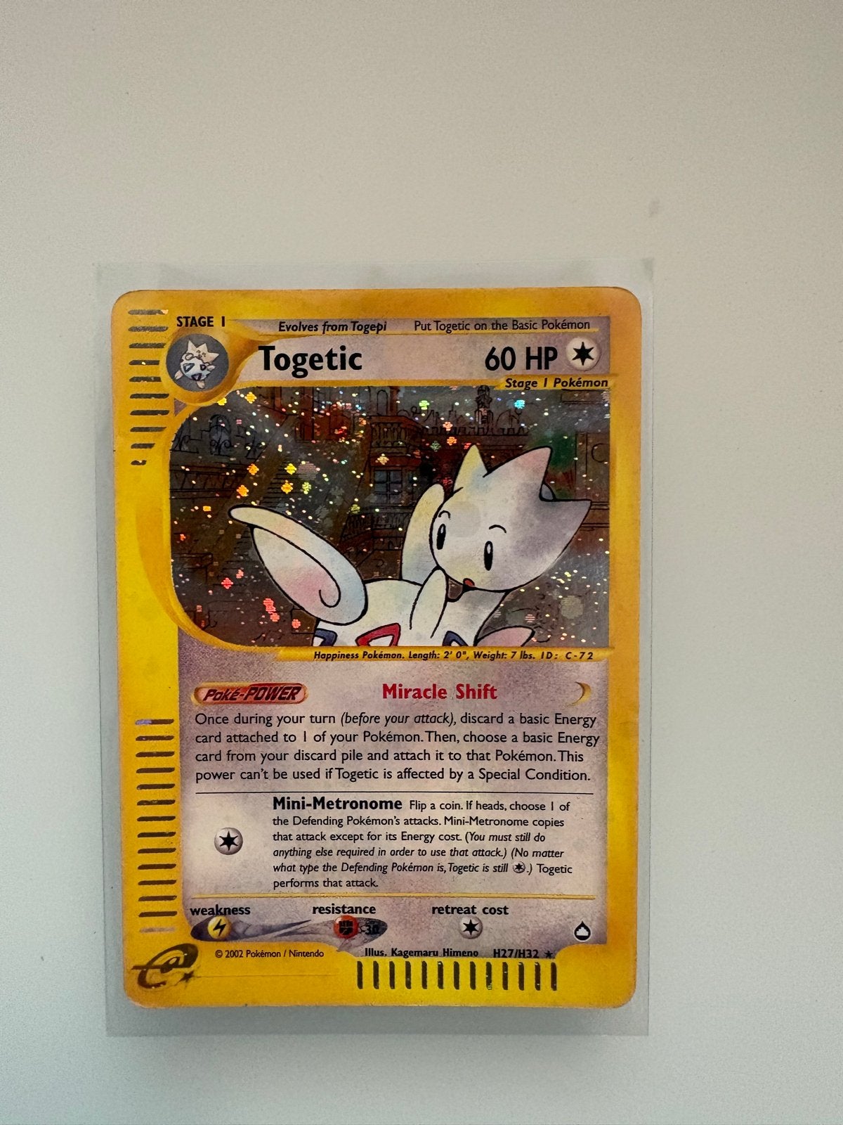 Togetic H27/H32 Pokémon Kaart met swirl, Ophalen of Verzenden, Gebruikt, Losse kaart, Foil