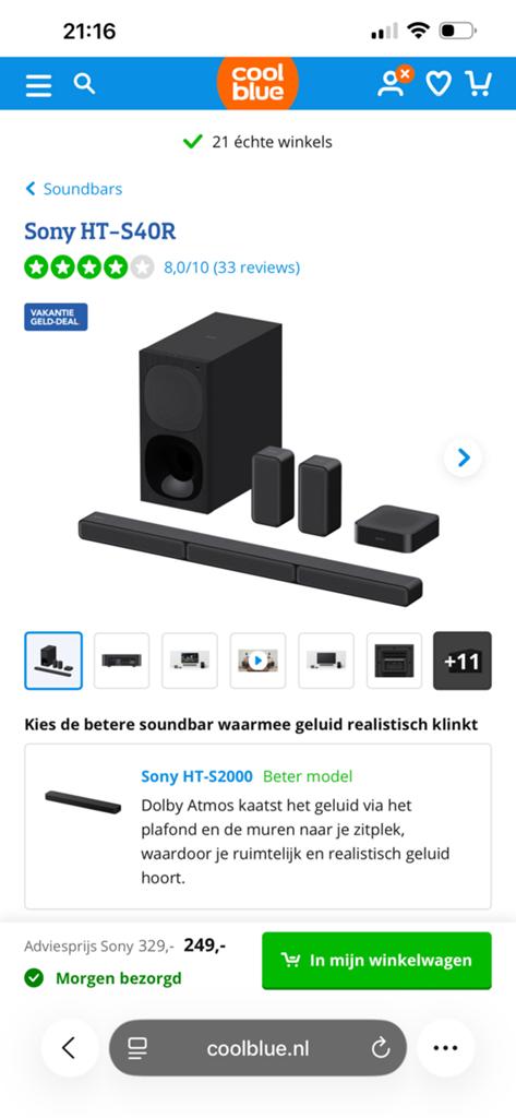 Sony HT-S40R surround sound set – complete & nette staat, Ophalen, 70 watt of meer, 5.1-systeem, Overige spelers