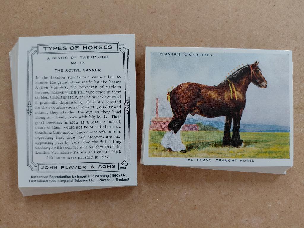 Types of Horses complete set 25 cigarette cards REPRO, Ophalen, Zo goed als nieuw