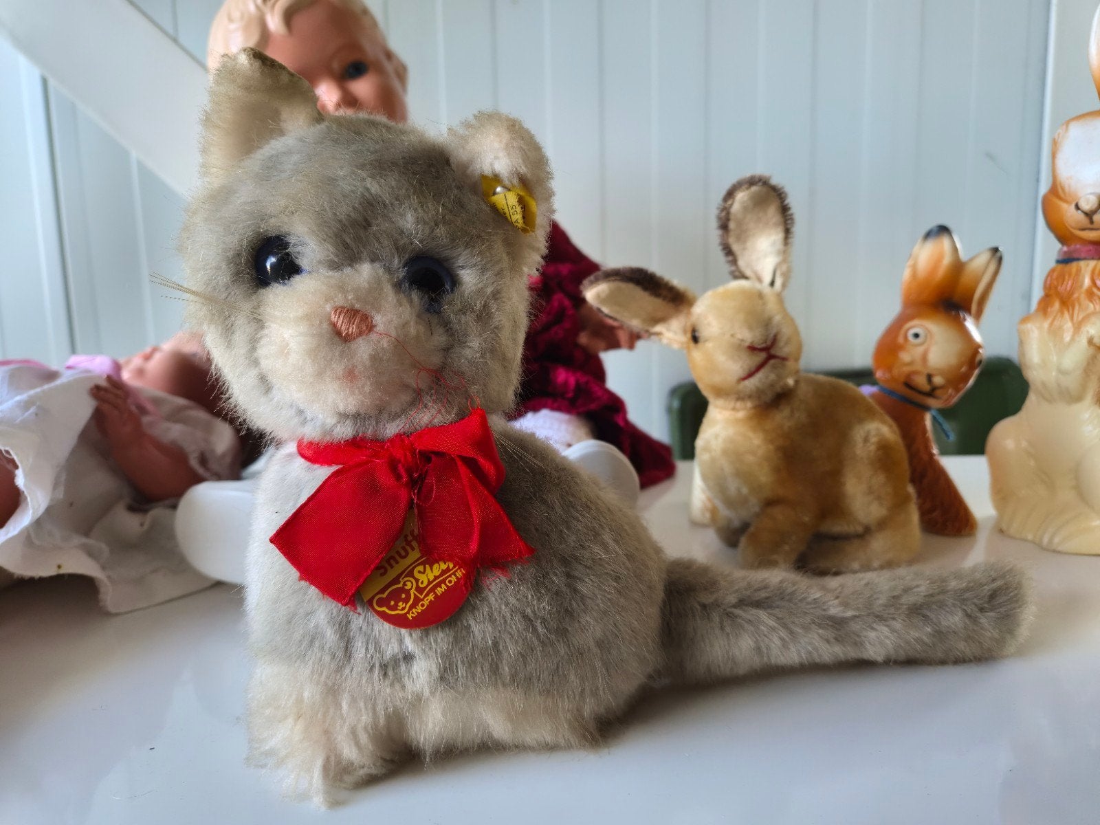 Steiff poes Snuffy met label en knopje, Ophalen of Verzenden, Zo goed als nieuw, Stoffen beer, Steiff