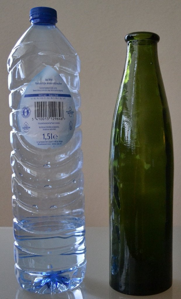 antieke postelein fles / voorraadfles mondgeblazen ? w22, Ophalen