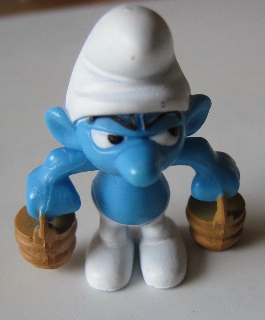 Smurf die twee emmertjes water haalt, Ophalen of Verzenden, Zo goed als nieuw, Overige Smurfen, Poppetje, Figuurtje of Knuffel