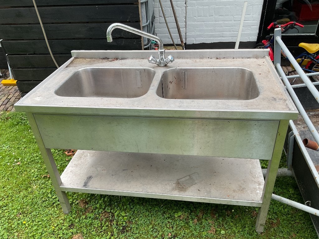Rvs spoelbak, Huis en Inrichting, Keuken | Keukenelementen, Ophalen, Gebruikt, 100 tot 150 cm, Minder dan 100 cm