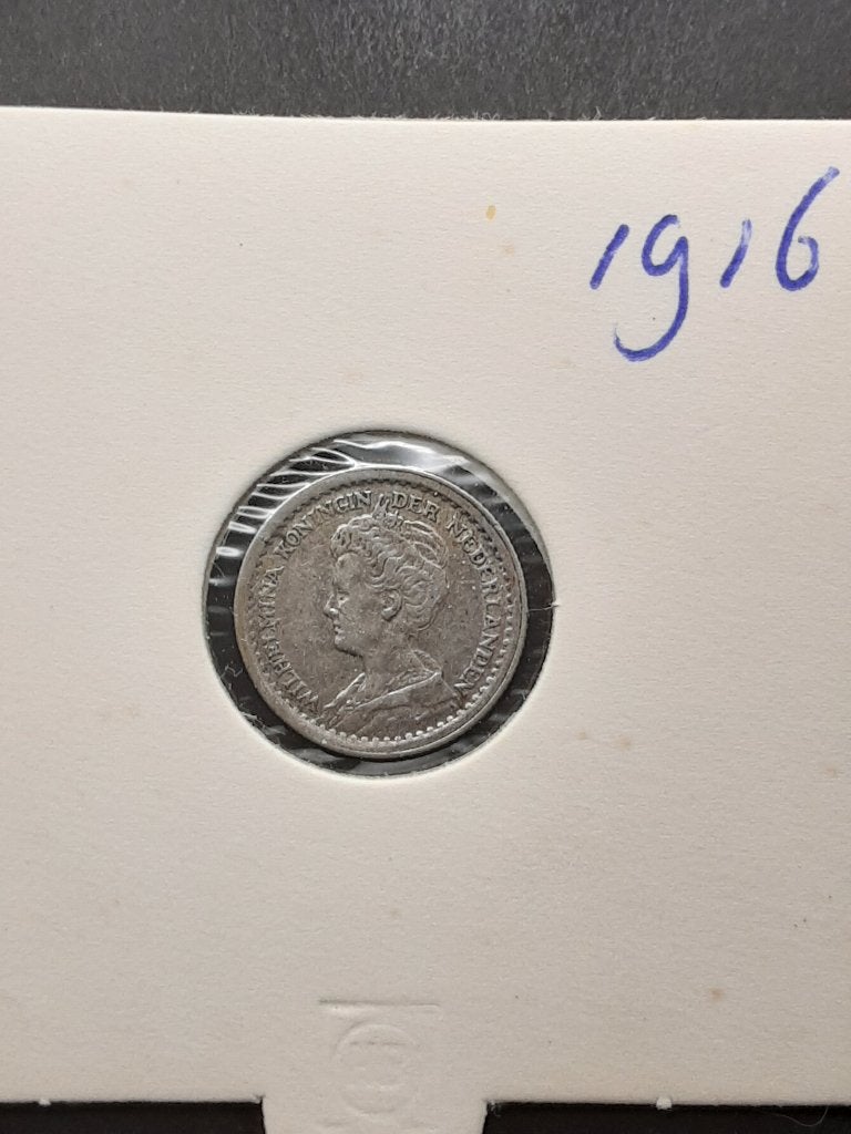 10 cent 1916 Koningin Wilhelmina, Verzenden, Zilver, 10 cent, Koningin Wilhelmina