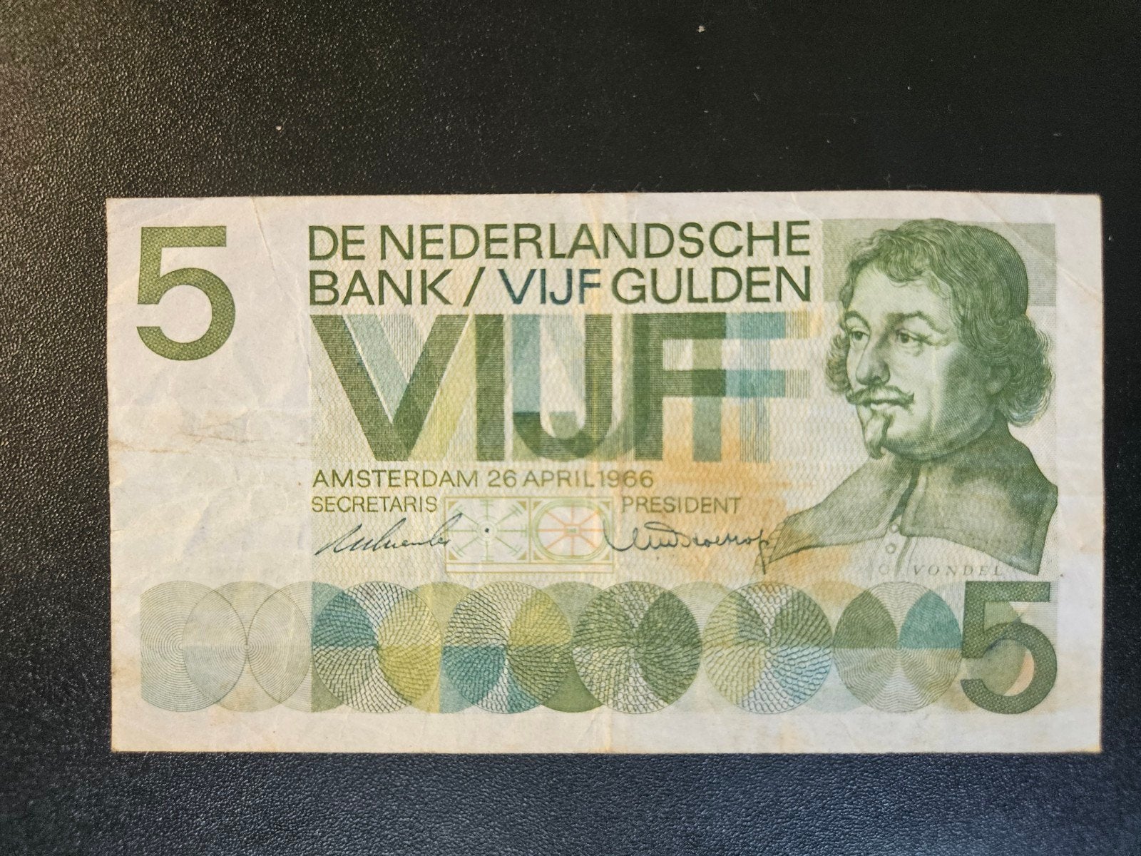 Nederland pick 90b 1966 serienummer 1 XC 051411, Postzegels en Munten, Bankbiljetten | Nederland, Verzenden, 5 gulden, Los biljet