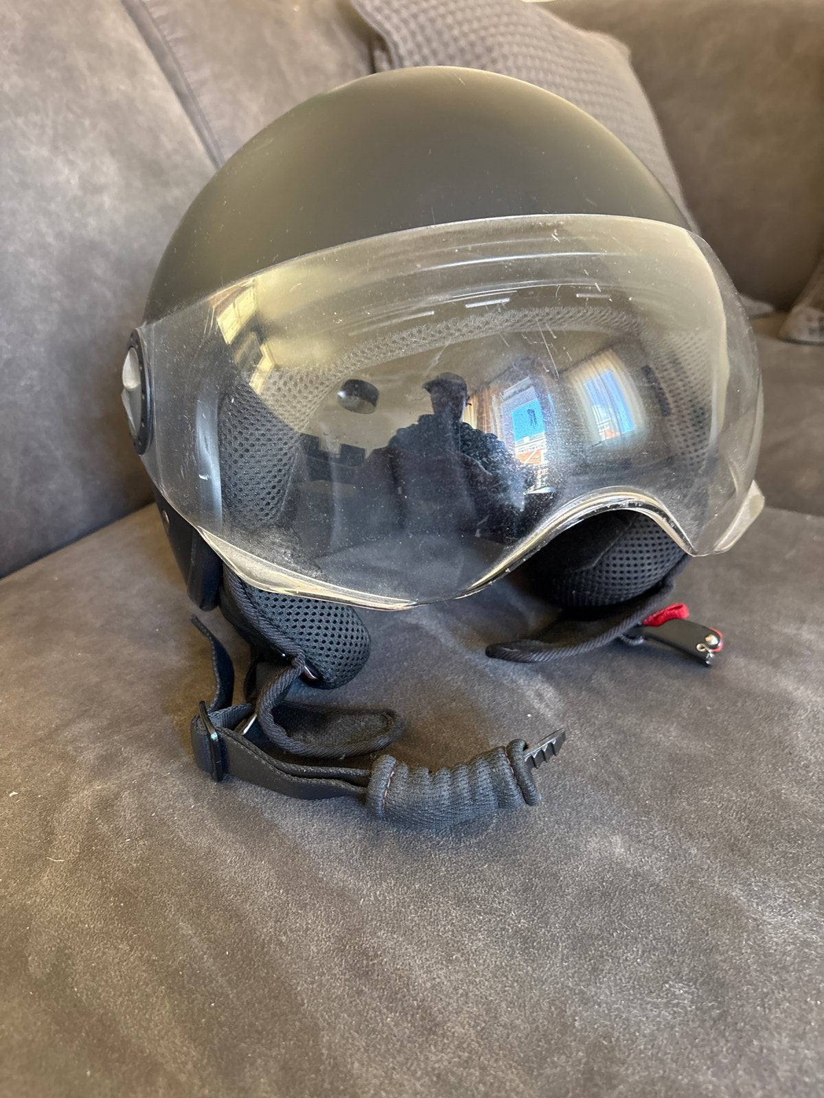 Zwarte scooterhelm met vizier, Ophalen, Gebruikt, Large