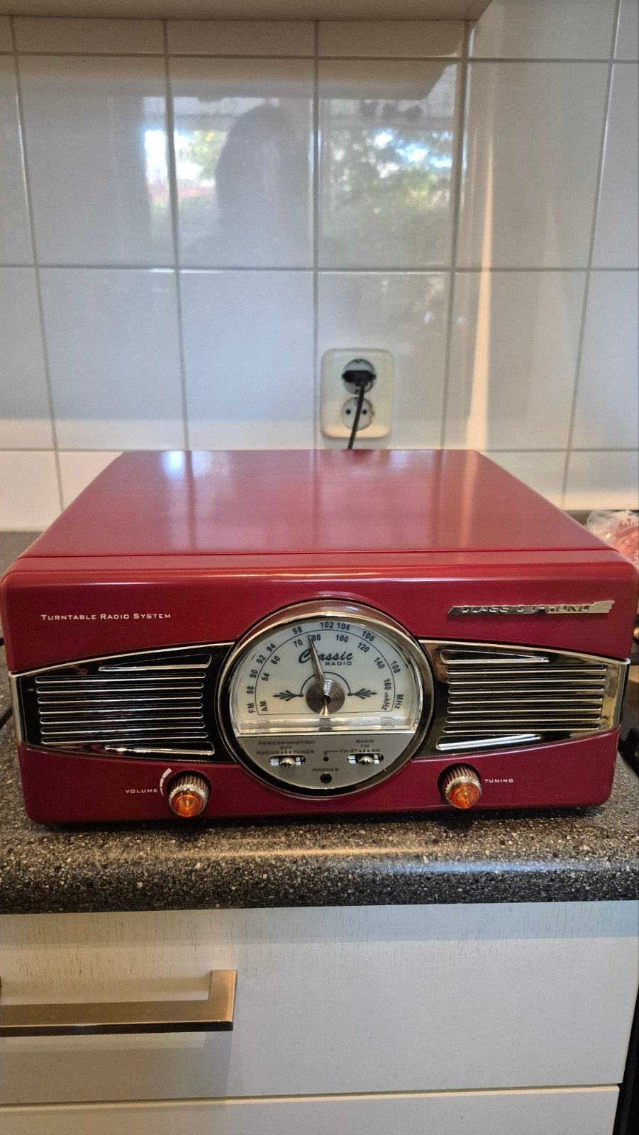 Vintage Rode Platenspeler met Radio - Zo goed als nieuw, Audio, Tv en Foto, Ophalen, Platenspeler, Overige merken