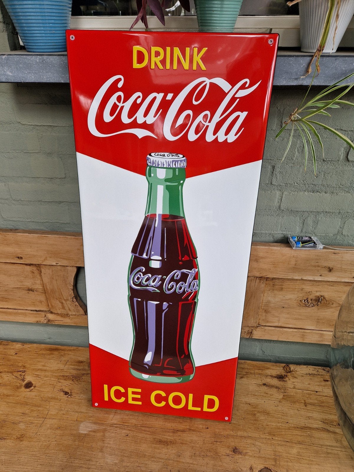 Coca-Cola emaille bord, Ophalen of Verzenden, Zo goed als nieuw, Reclamebord