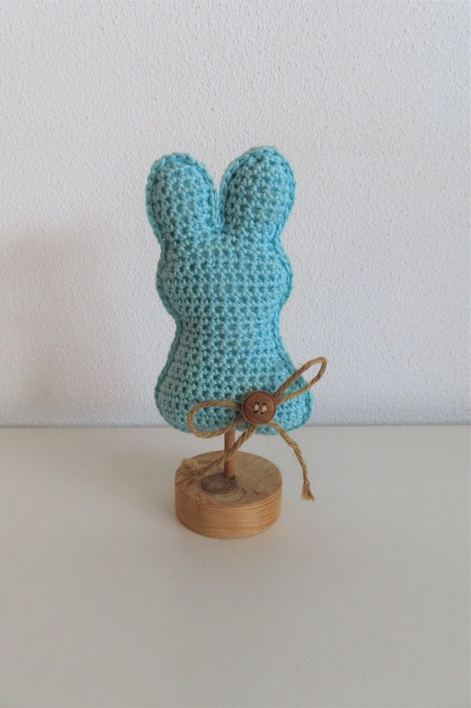 Konijn op stok turquoise lichtblauw (3308), Ophalen of Verzenden, Nieuw, Kraamcadeau