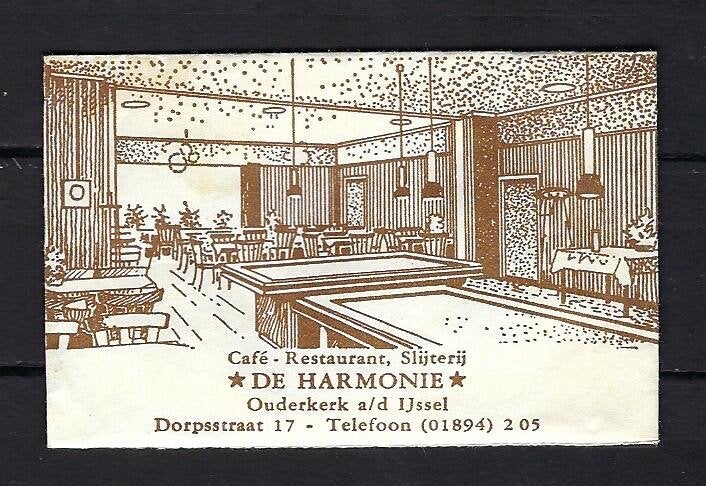 1358 Ouderkerk a/d IJssel cafe rest DE HARMONIE, Ophalen of Verzenden, Nederland