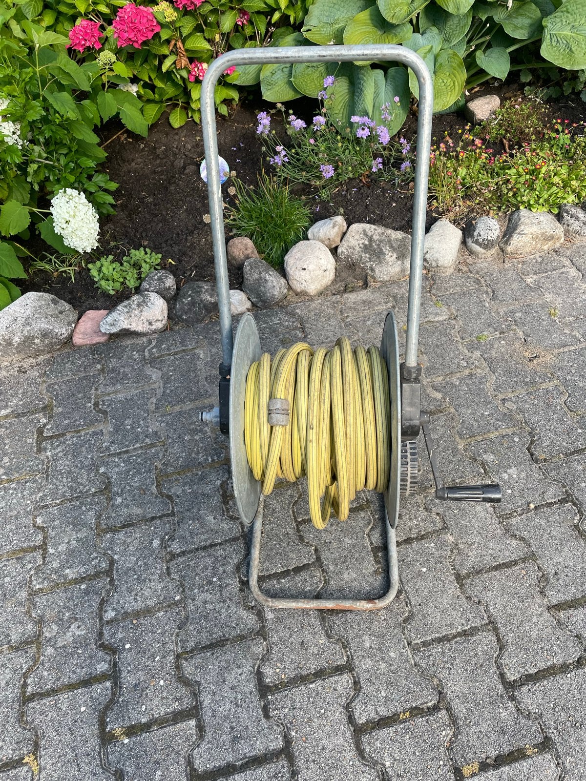 Tuinslanghaspel met tuinslang, Tuin en Terras, Ophalen, Gebruikt, Tuinslanghaspel