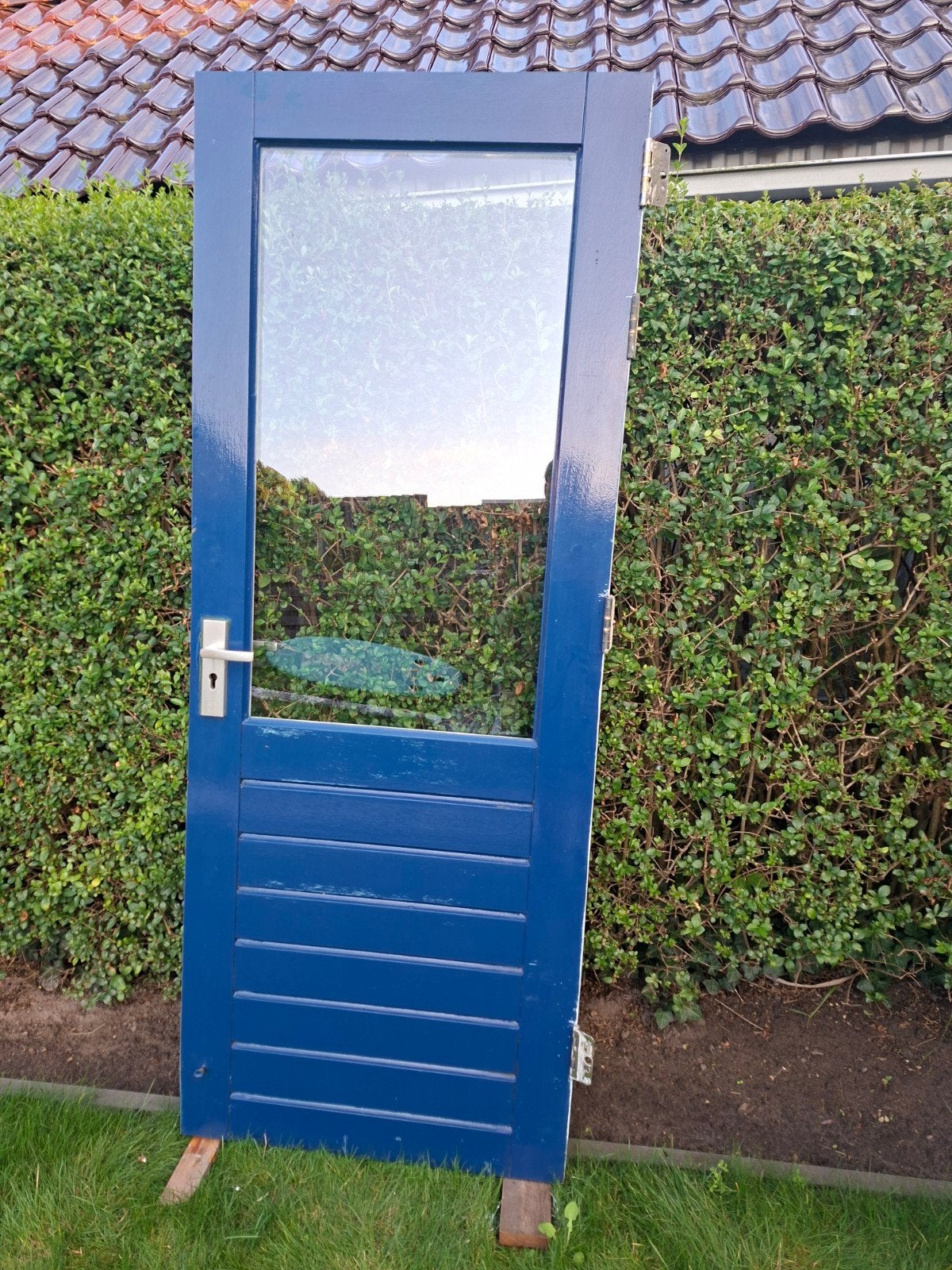 hardhouten buitendeur!, Ophalen, Gebruikt, Buitendeur, 200 tot 215 cm