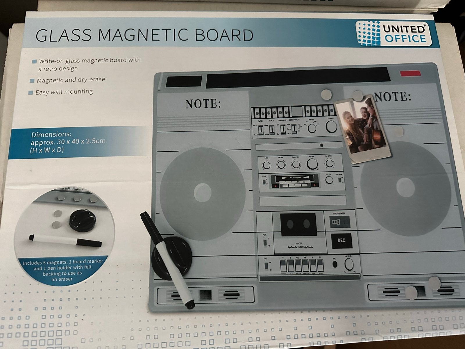 Magnetisch schrijfbord met retro design (boombox), Ophalen of Verzenden