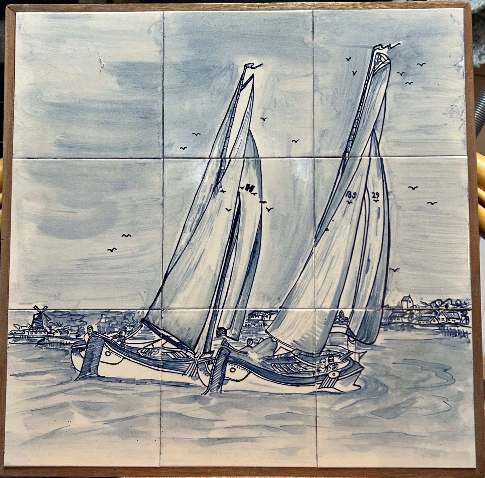 Leuk tableaux van 2 Skutsjes, Antiek en Kunst, Ophalen of Verzenden