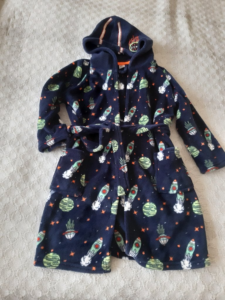 donkerblauwe ochtendjas / badjas maat 122/128, Ophalen, Zo goed als nieuw, Jongen of Meisje, Nacht- of Onderkleding