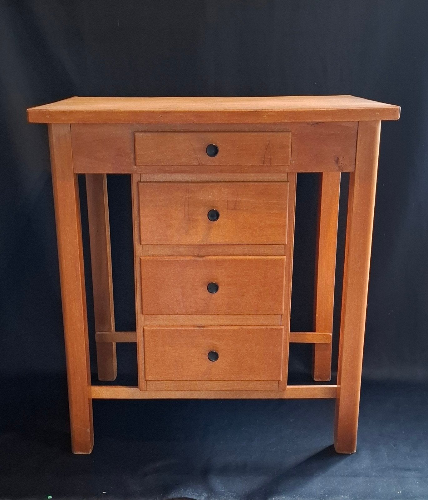 Zeldzaam Vintage Industrieel Schoolkastje / Sidetable, Huis en Inrichting, Ophalen, 50 tot 100 cm, Zo goed als nieuw, Grenenhout