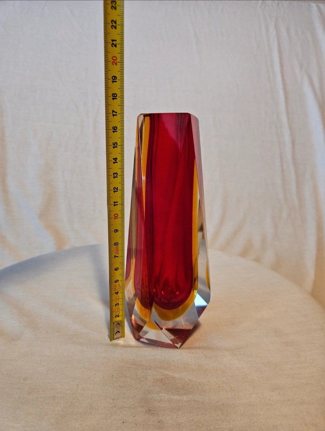 Murano glas rode vaas 17 cm, Antiek en Kunst, Ophalen of Verzenden
