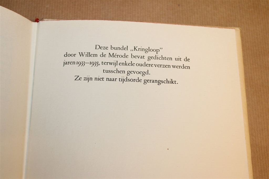 Kringloop — Willem de Merode, Gedichten 1936, Ophalen of Verzenden, Gelezen