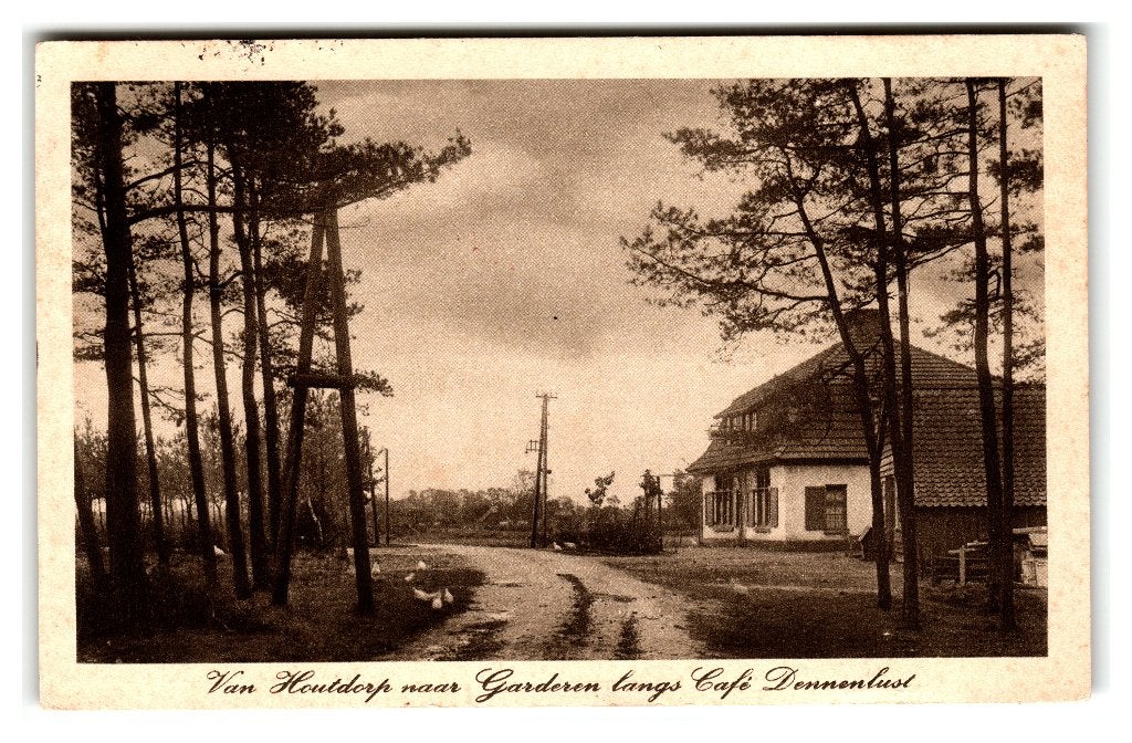 Houtdorp, Van Houtdorp naar Garderen langs Café Dennenlust, Verzamelen, Verzenden, 1920 tot 1940, Gelopen, Gelderland