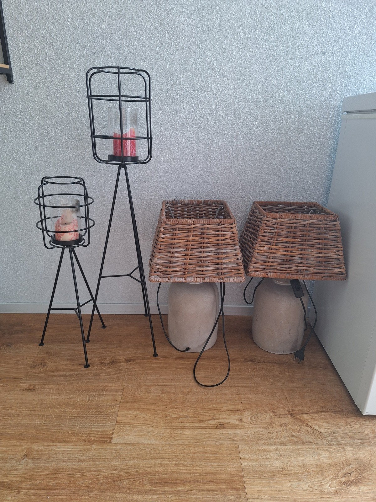 2 lampen en 2 windlichten, Ophalen, Gebruikt