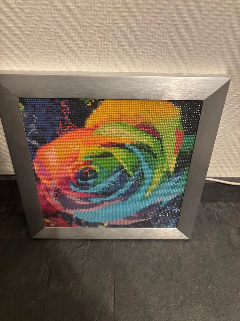 Schilderij van kleurrijke roos, Antiek en Kunst, Kunst | Schilderijen | Abstract, Ophalen of Verzenden
