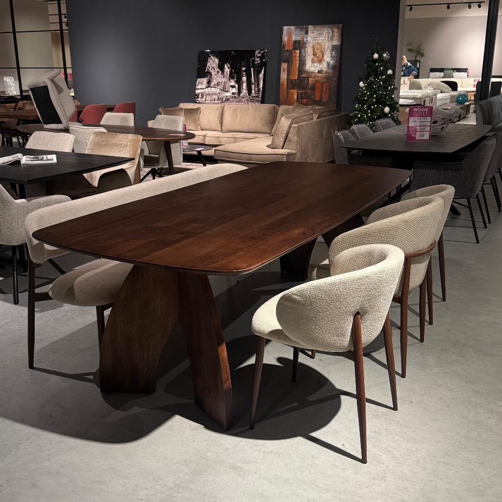 tafel Japandi stijl walnoot kleur 210 en 240cm, Ophalen, 200 cm of meer, 50 tot 100 cm, Zo goed als nieuw