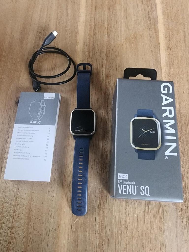 Garmin Venu Sq Music Health, Sieraden, Tassen en Uiterlijk, Sporthorloges, Nieuw, Windows, Blauw, Afstand, Calorieverbanding, GPS