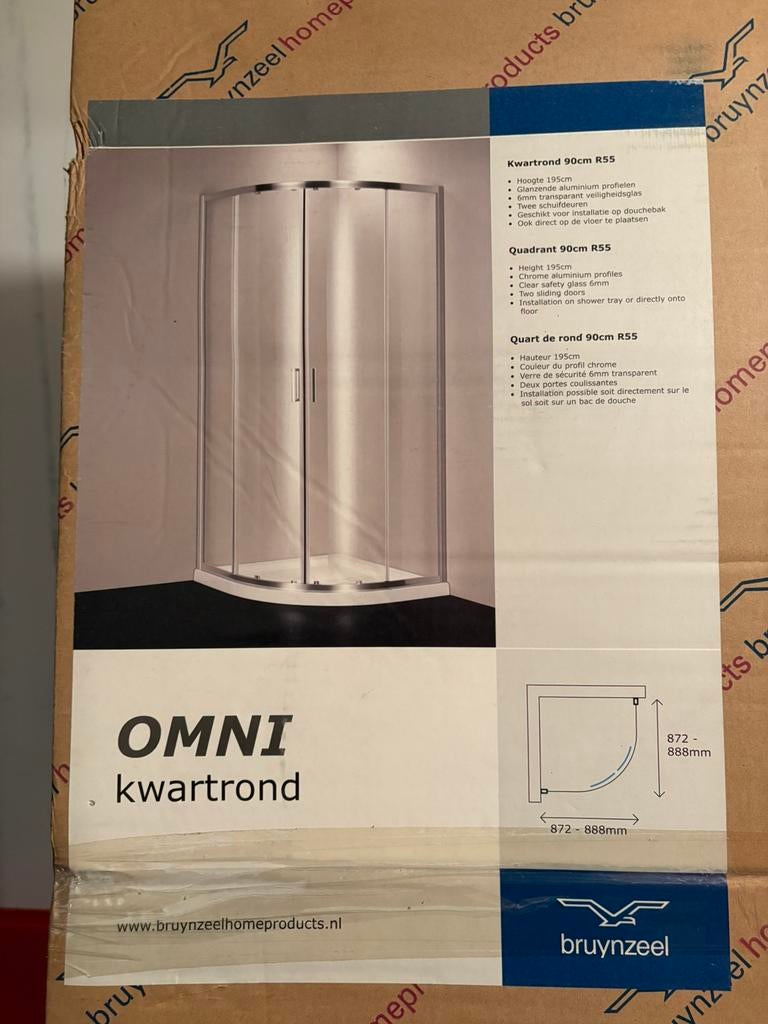 Nieuwe douchedeuren kwartrond h195 r90, Doe-het-zelf en Verbouw, Ophalen, Nieuw, Douche