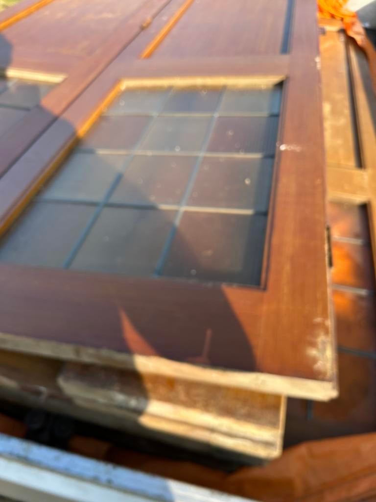 Antieke eiken schuif deuren met glas in lood, Doe-het-zelf en Verbouw, Kozijnen en Schuifpuien, Ophalen, Gebruikt, Minder dan 75 cm