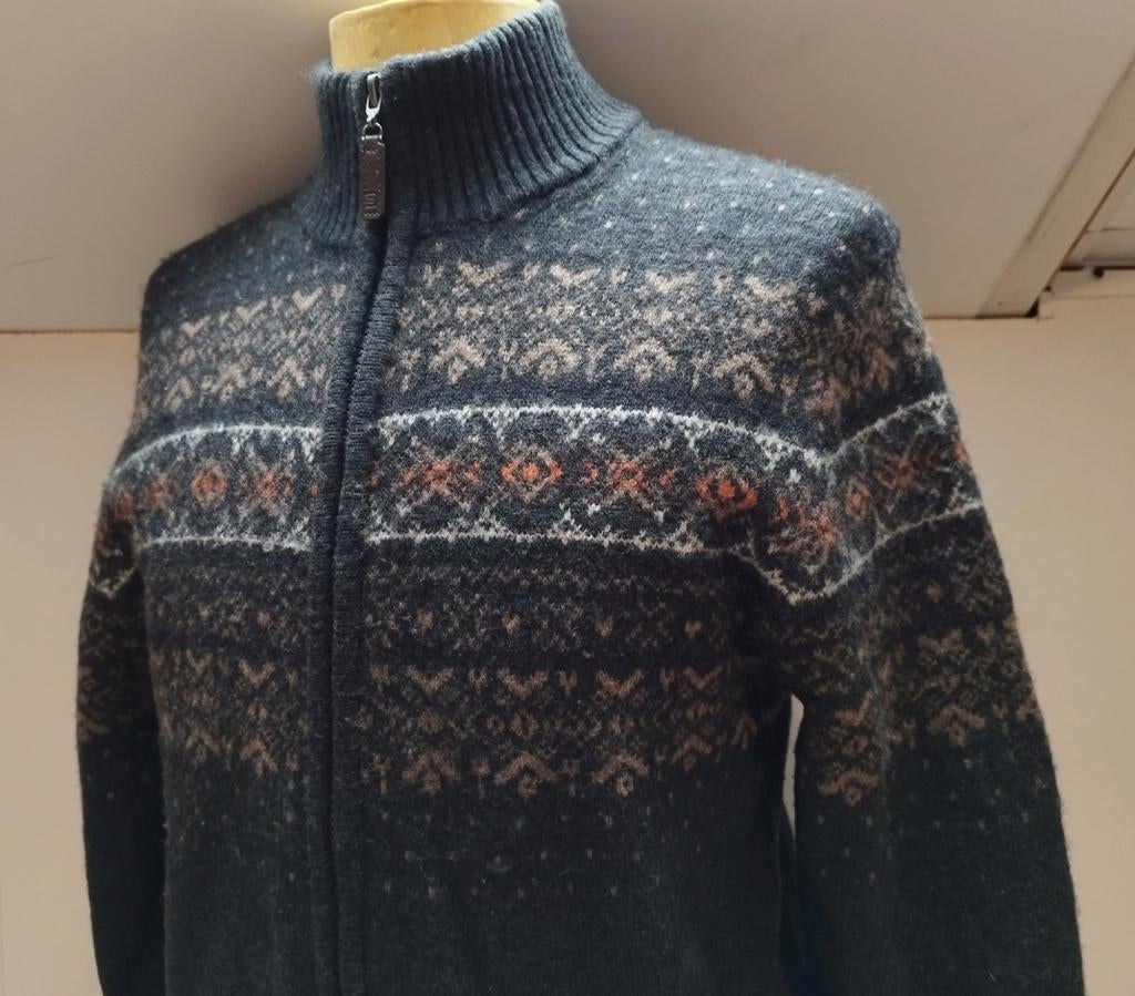 Nordic 80% Wol Noorse knitted vest L Bruin, Kleding | Heren, Maat 52/54 (L), Bruin, Verzenden, Nordic