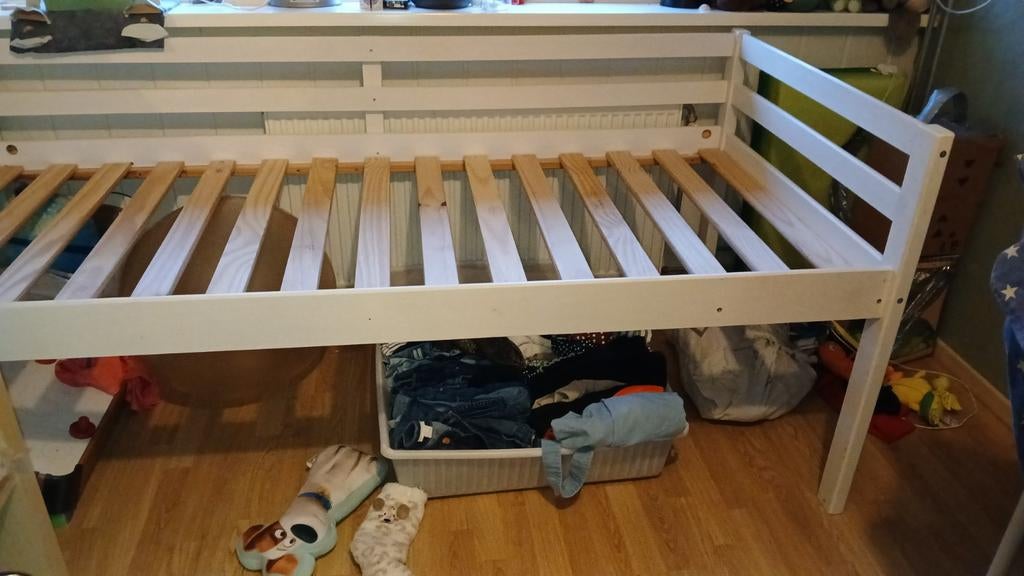 1 persoons bed hout, Gebruikt, 90 cm, Eenpersoons, Ophalen of Verzenden