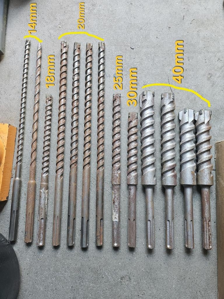 Set SDS MAX Boren - Verschillende Maten, Doe-het-zelf en Verbouw, Gereedschap | Boormachines, 600 watt of meer, Boor- en/of Breekhamer
