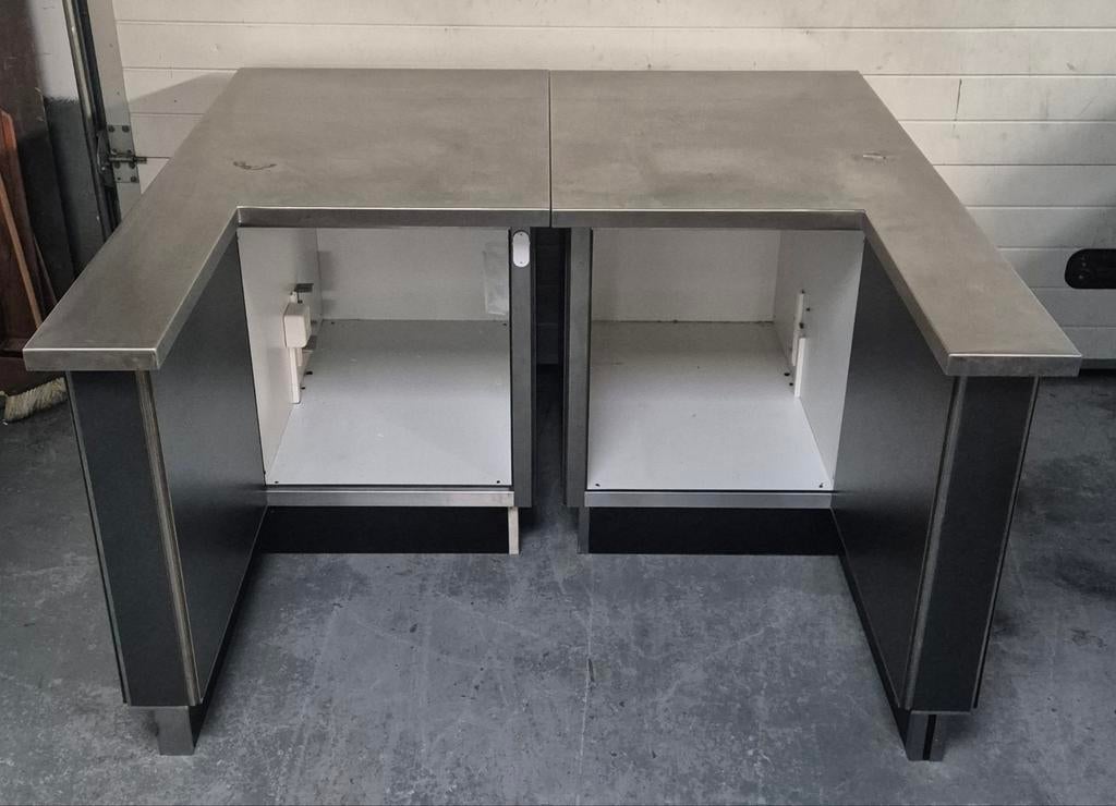 Modulaire balie – 2 L-vorm met RVS blad (U-opstelling), Ophalen, Gebruikt, Meubilair