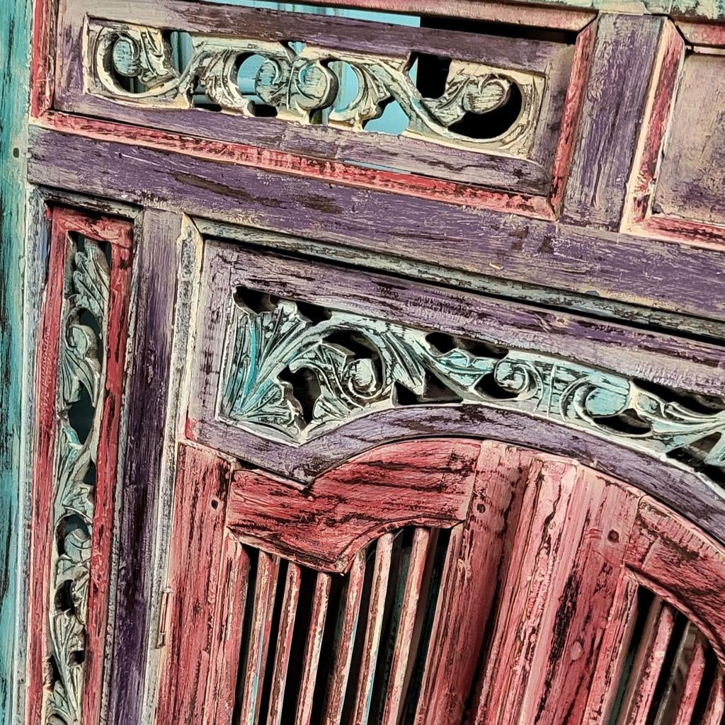 Houtsnijwerk/Indisch/Luik/Spiegel/Bali, Antiek en Kunst, Kunst | Overige Kunst, Ophalen of Verzenden