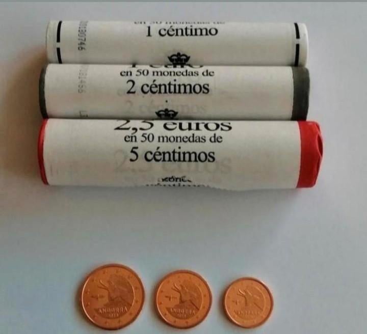 Andorra (1,2,5) Eurocent 2018 in 3 Bank Rol(150munten)UNC, Verzenden, Overige landen, 1 cent, Losse munt