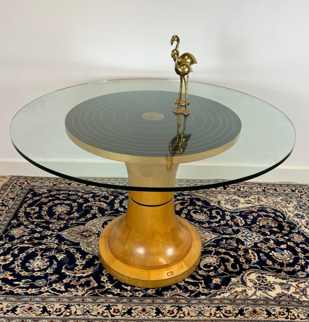 Spectaculaire houten eettafel uit Italie, 1960's, Gebruikt, Design, Rond, Ophalen of Verzenden