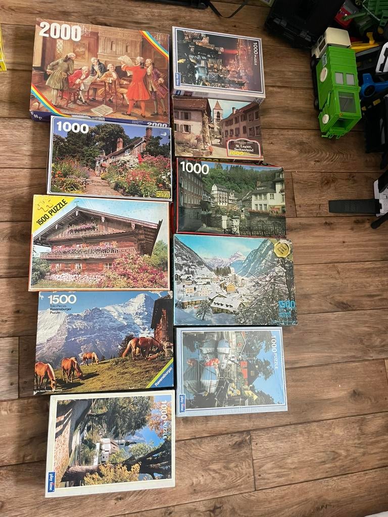 Diverse oude puzzels van landschappen gebouwen erc etc, Ophalen, 500 t/m 1500 stukjes, Zo goed als nieuw