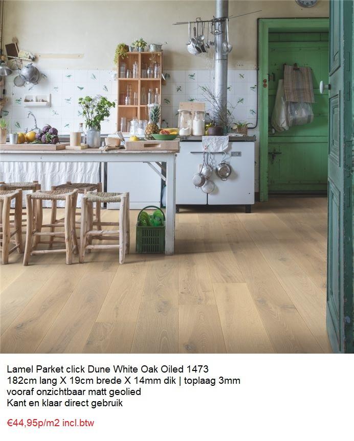 Lamel Parket Click Light Natuur oiled 14mm vooraf geolied, Parket, 75 m² of meer, Nieuw, Beige
