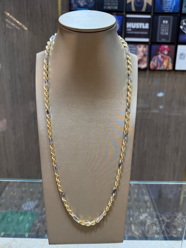 14KT Goud - 68.75 Gram -Ketting- ROPE-Wit&Geel -Herenketting