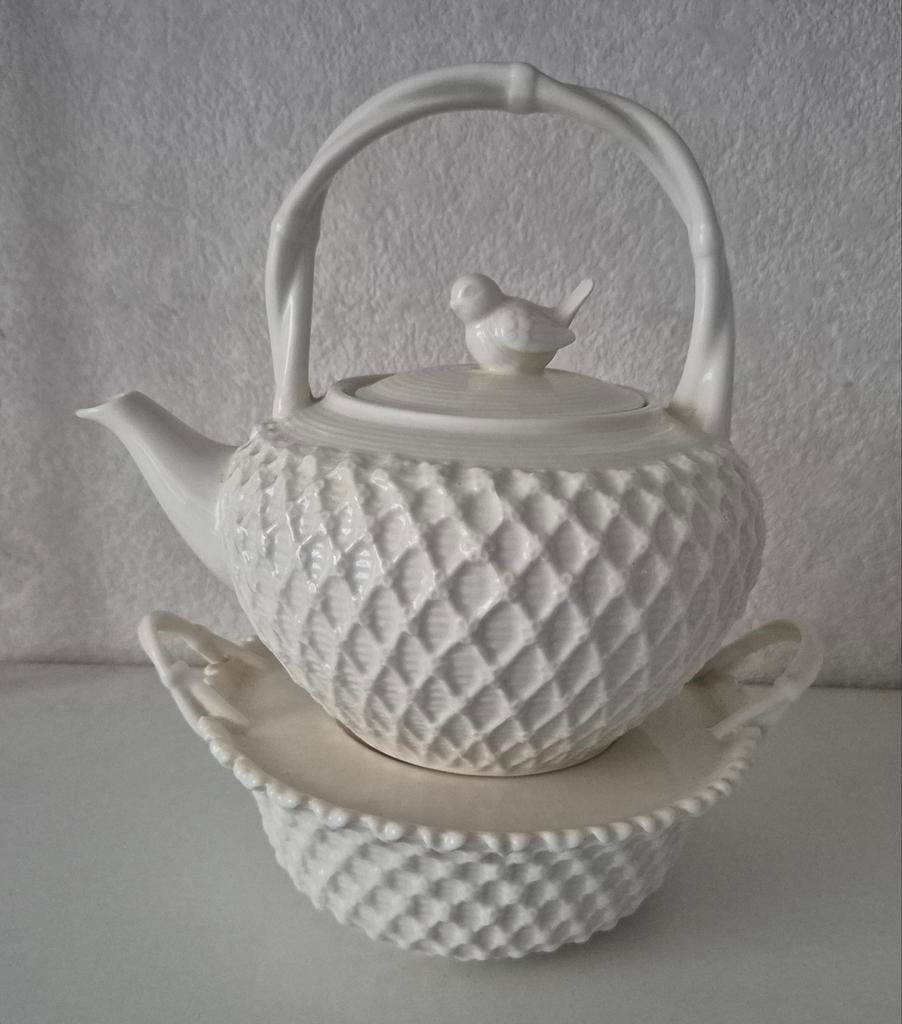 Meander theepot en theelicht, Ophalen, Zo goed als nieuw, Aardewerk