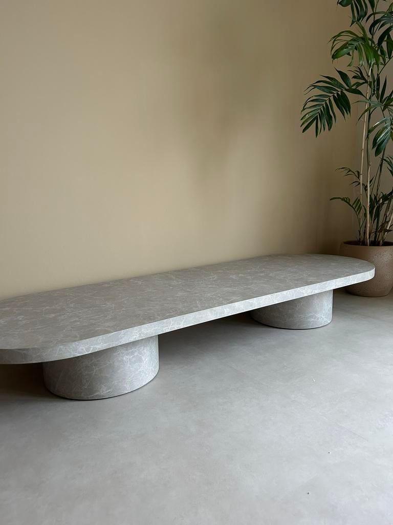 MAHIGAN SALONTAFEL - 190 X 60 CM - BEIGE, Ophalen, Overige materialen, Scandinavisch, 50 tot 100 cm