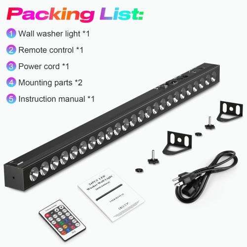 DJLicht 80W RGB Led Bar met Accu en Afstandsbediening 113cm, Muziek en Instrumenten, Geluidgestuurd, ., Nieuw, Ophalen of Verzenden