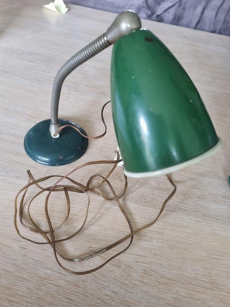 Vintage Bureaulampje - Groen, Huis en Inrichting, Lampen | Vloerlampen, Gebruikt, Minder dan 100 cm, Metaal, Ophalen of Verzenden