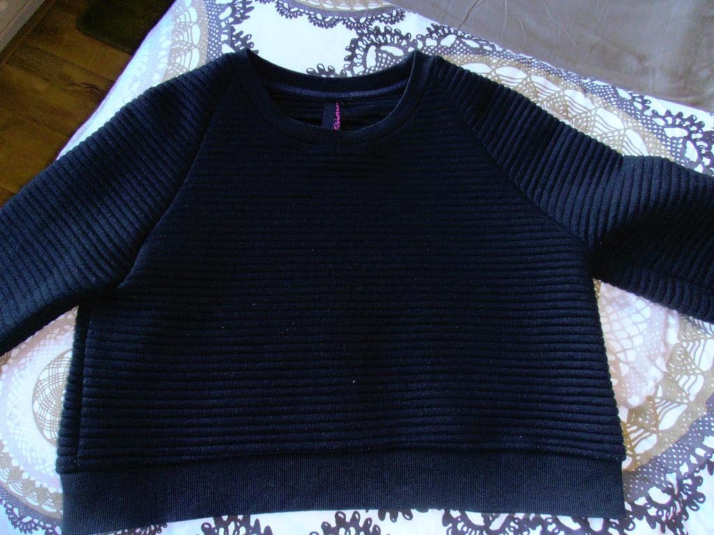 Coolcat zwarte ribbel sweater, maat M., Kleding | Dames, Truien en Vesten, Ophalen of Verzenden, Gedragen, Maat 38/40 (M), Zwart