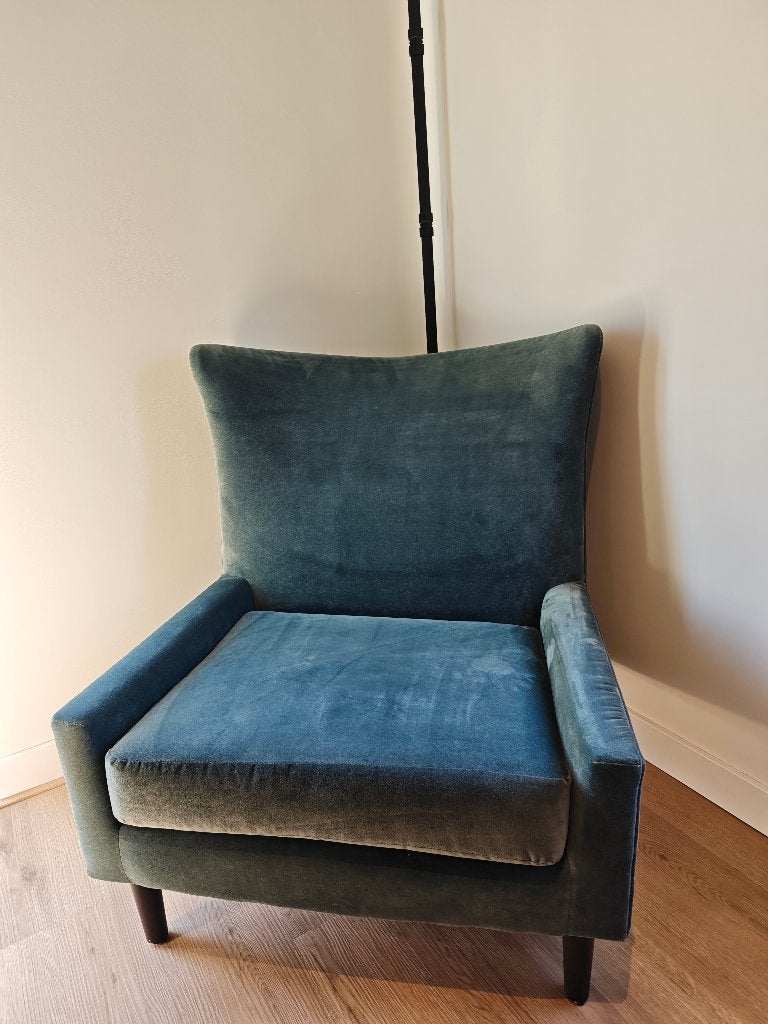 Fauteuil stoel, Huis en Inrichting, Fauteuils, Zo goed als nieuw, Hout, Stof, 75 tot 100 cm, Minder dan 75 cm, Ophalen