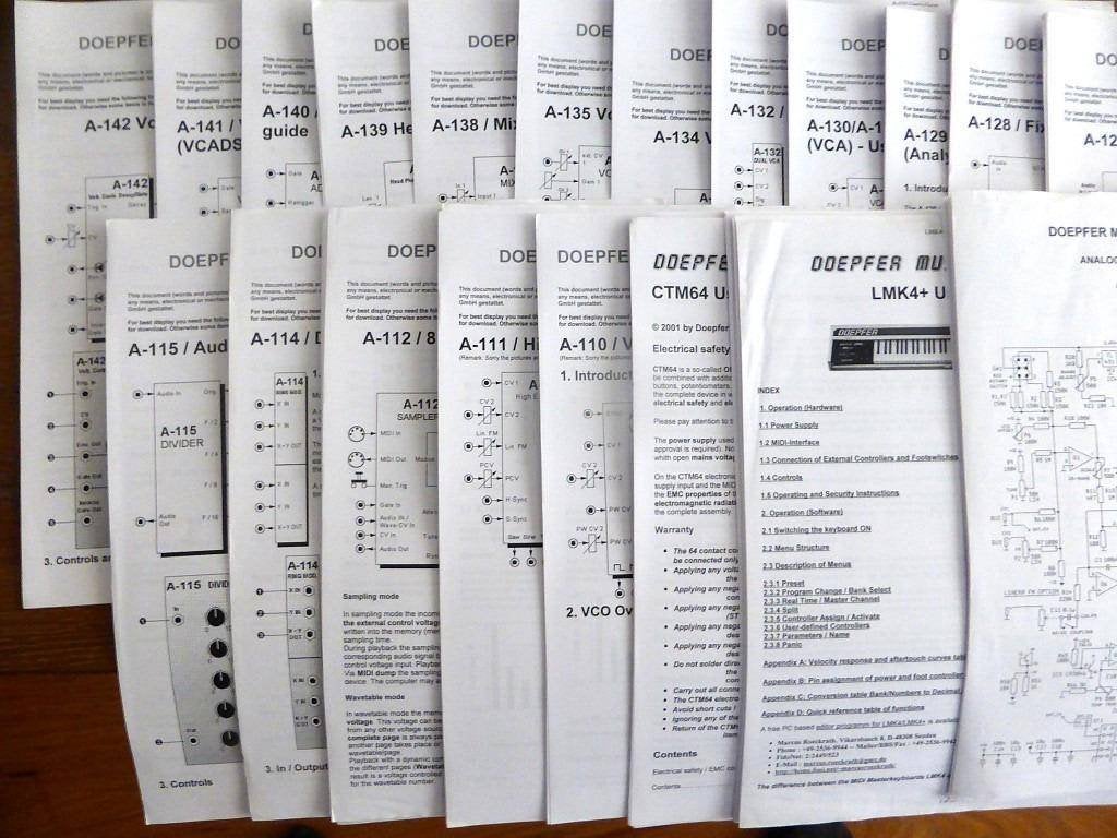 35 handleidingen van Doepfer synthesizer modules, Ophalen of Verzenden, Zo goed als nieuw, Keyboard of Synthesizer